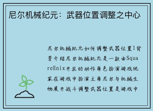 尼尔机械纪元：武器位置调整之中心